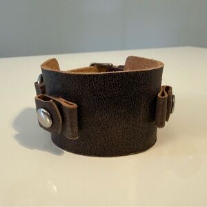 Fossil Rustic Brown Leather Watch Strap or Cuff Bracelet